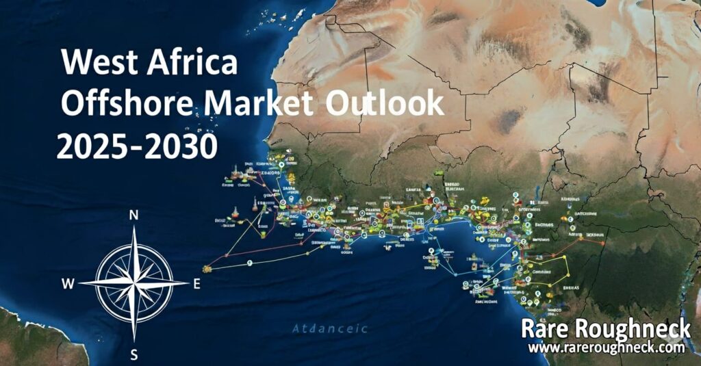 West Africa offshore market outlook 2025–2030 map with oil and gas fields and exploration activity